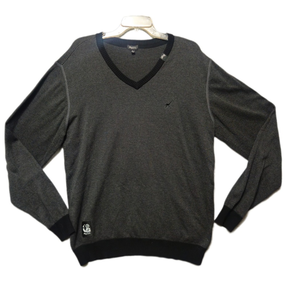 LRG‎ Mens XL Charcoal V Neck Sweater Lightweight Knit Casual Pullover Cozy